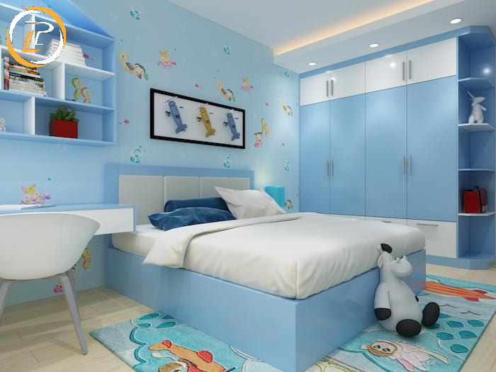 Phòng ngủ màu xanh cho bé