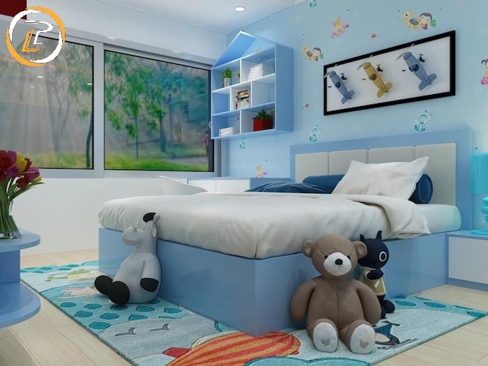Phòng ngủ màu xanh cho bé