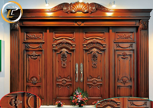 Mẫu cửa gỗ 4 cánh đẹp với phong cách tân cổ điển