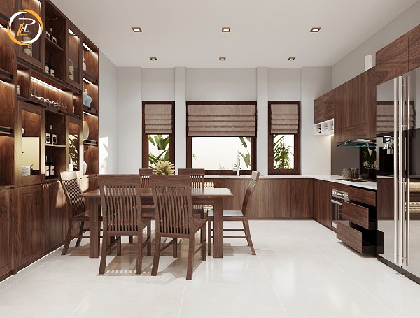 Mẫu nội thất phòng bếp gỗ tự nhiên đẳng cấp