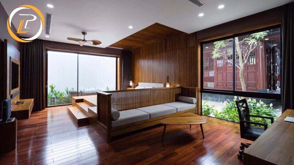 Mẫu nội thất phòng khách gỗ tự nhiên hiện đại, giá tốt