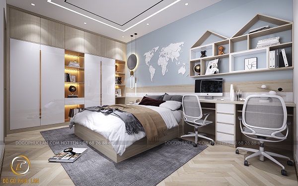 Mẫu nội thất phòng ngủ gỗ công nghiệp hiện đại