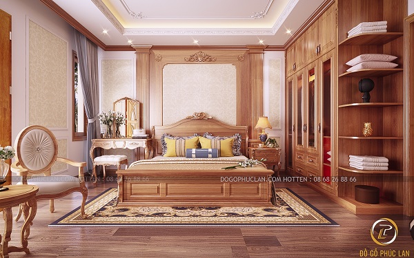 Mẫu nội thất phòng ngủ gỗ tự nhiên đẹp