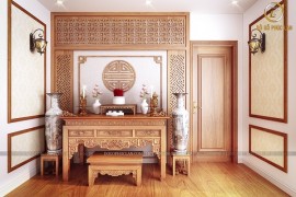 Mẫu nội thất phòng thờ gỗ tự nhiên đẹp, sang cho gia chủ mệnh Thổ