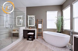 Tìm hiểu mẫu nội thất phòng tắm gỗ công nghiệp tối giản