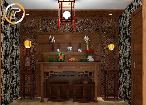 Mẫu nội thất phòng thờ gỗ công nghiệp truyền thống đẹp xuất sắc