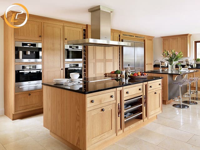 Nội thất phòng bếp gỗ tự nhiên đẹp cho gia đình hiện đại