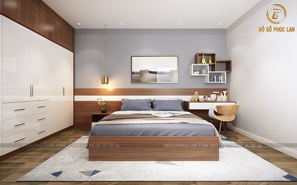 Mẫu nội thất phòng ngủ gỗ công nghiệp bền chắc, giá tốt