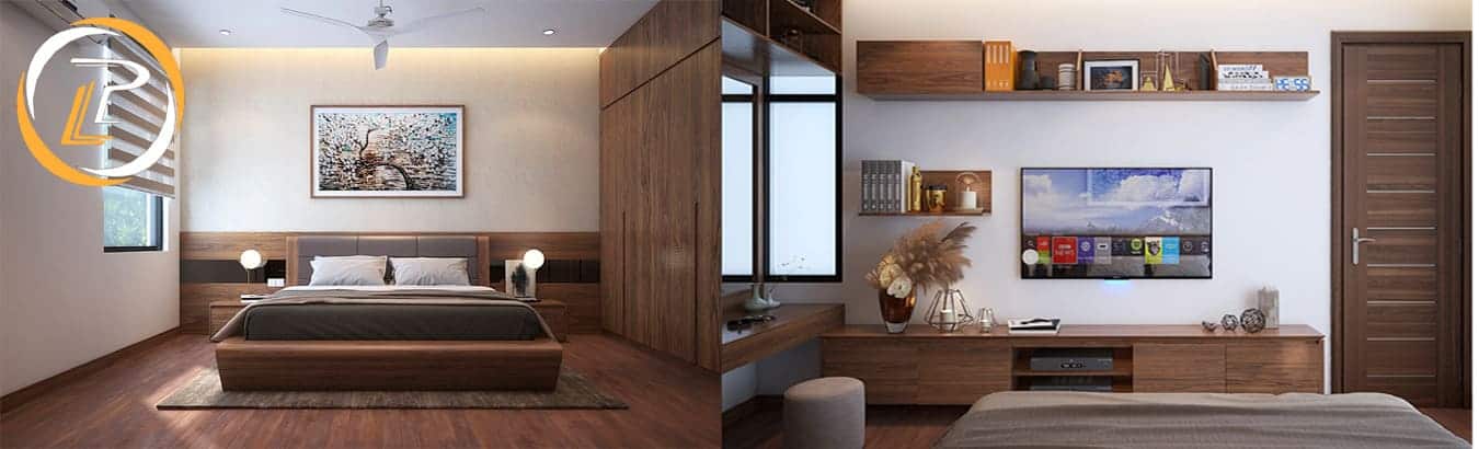 Nội thất phòng ngủ gỗ tự nhiên tối giản cho chung cư