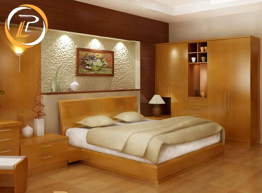 Nội thất phòng ngủ gỗ tự nhiên đẹp cho căn hộ chung cư thêm sang