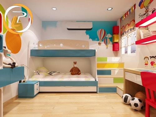 Phòng ngủ trẻ em màu sắc hiện đại kích thích khả năng sáng tạo của bé