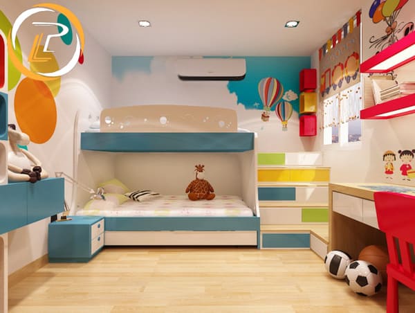 Ý tưởng thiết kế giường ngủ hai tầng cho bé gái và bé trai