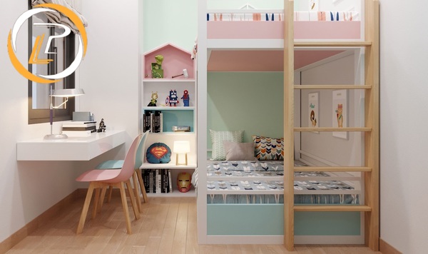 Ý tưởng thiết kế giường ngủ hai tầng cho bé gái và bé trai